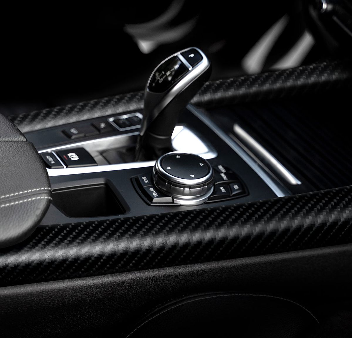 Carbon fiber center console wrap